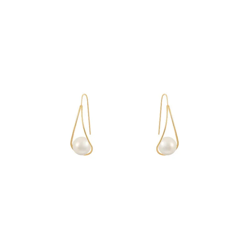 Modern Pearl Sterling Silver Drop Earrings