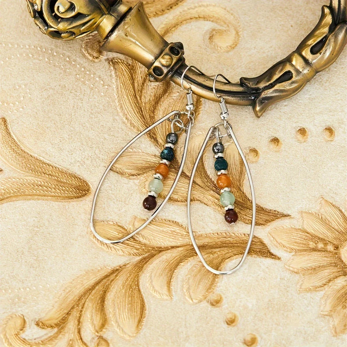 Teardrop Frame Bead Earrings