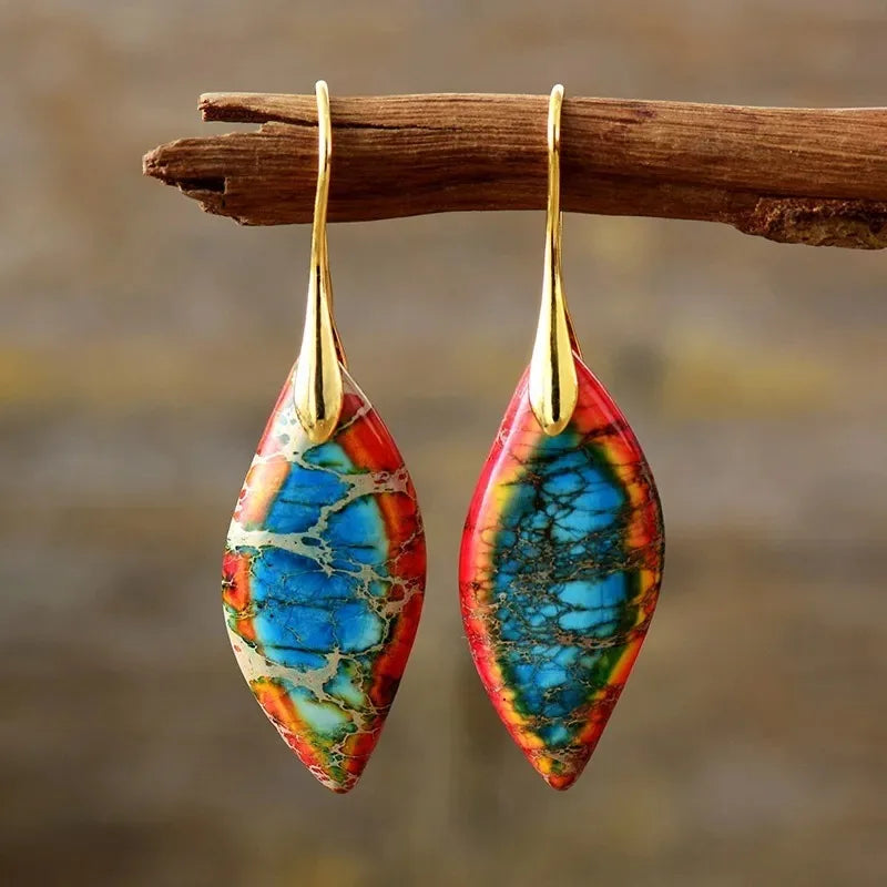 Mosaic Jasper Marquise Drop Earrings