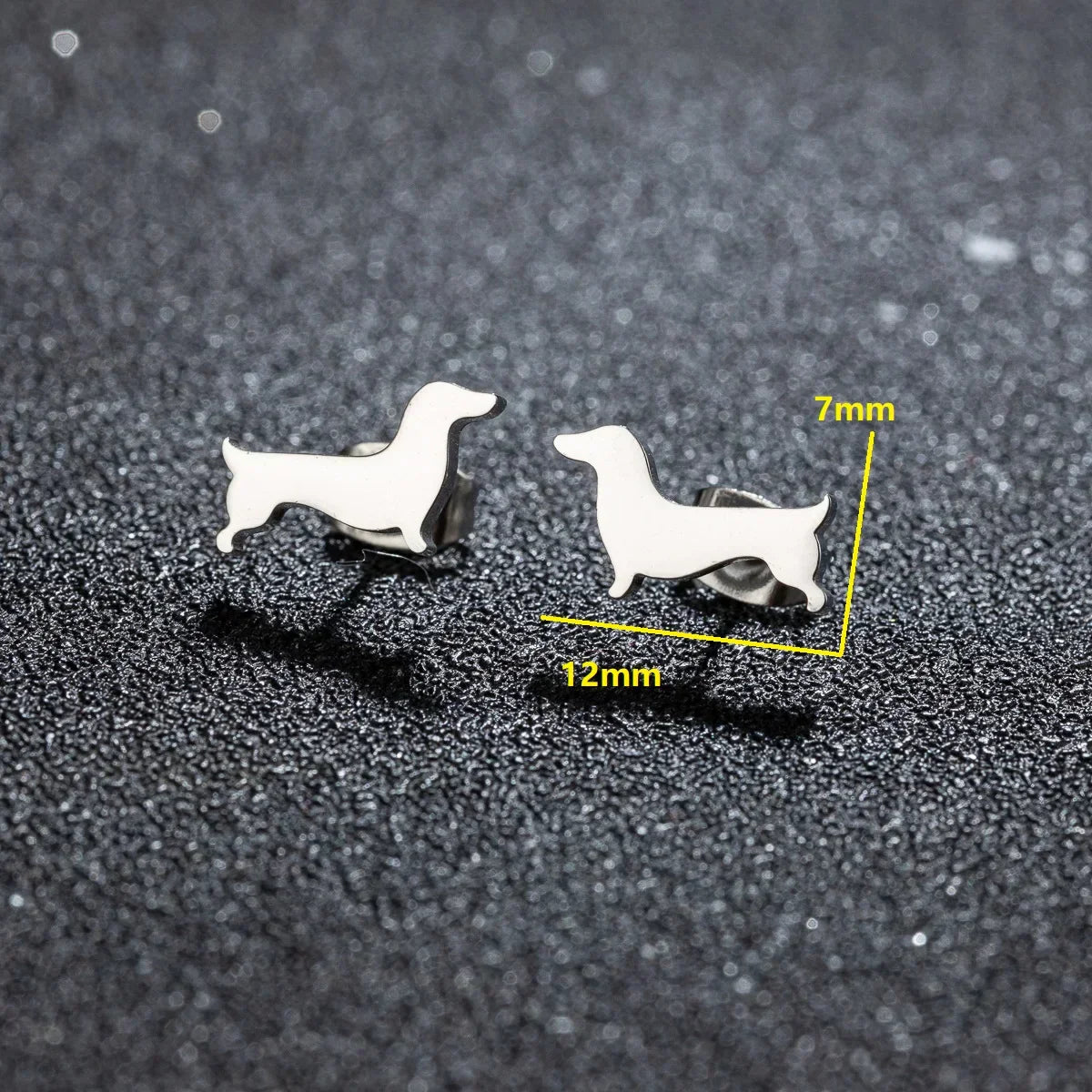Dachshund button earrings