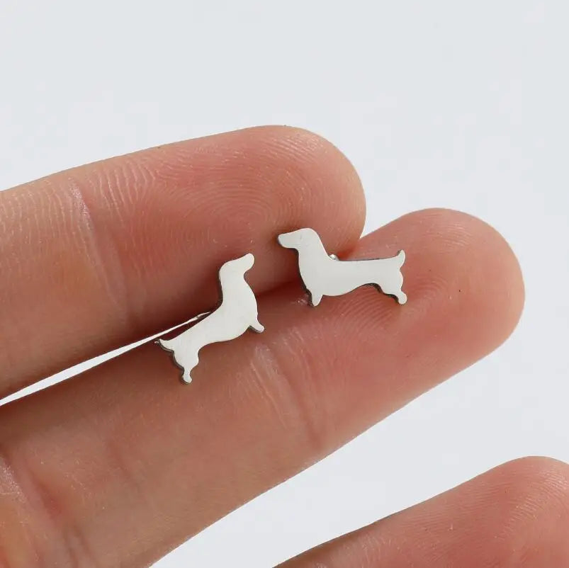 Dachshund button earrings