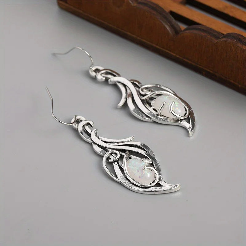 Artisan Opal Vine Sterling Silver Drop Earrings