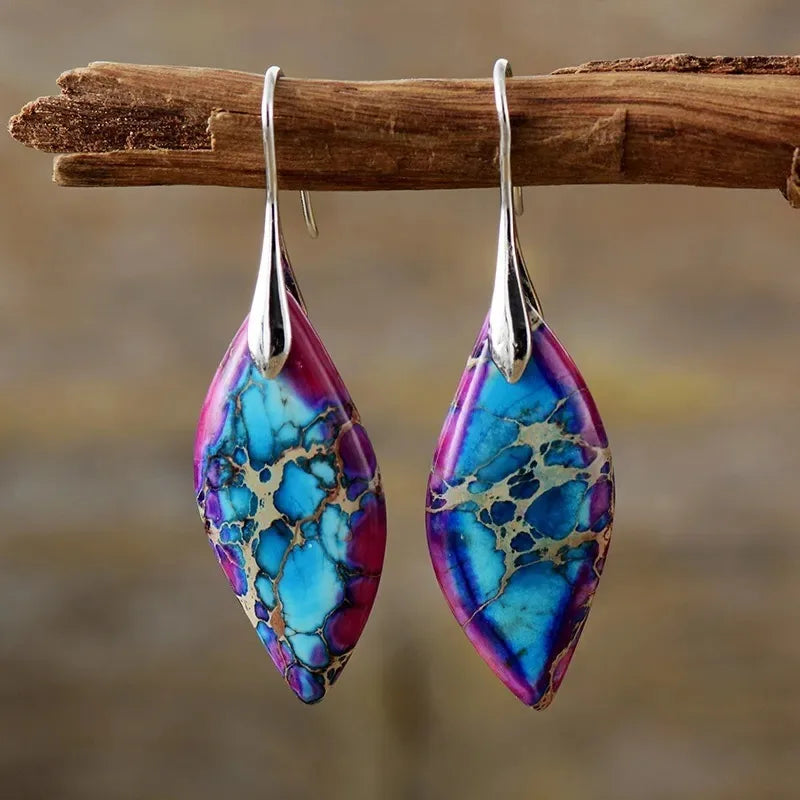 Mosaic Jasper Marquise Drop Earrings
