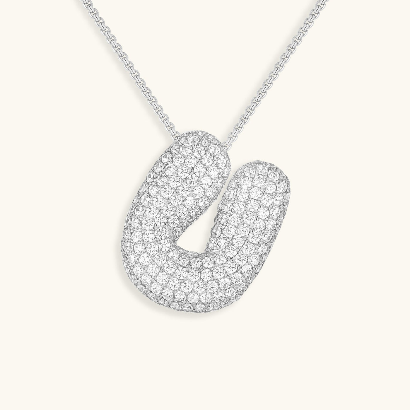 Pavé Diamond Bubble Initial Necklace