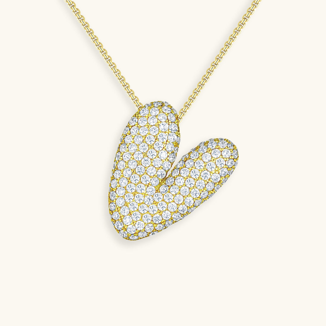 Pavé Diamond Bubble Initial Necklace