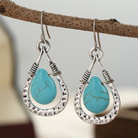 Vintage Retro Water Drop Style Turquoise Pendant Earrings