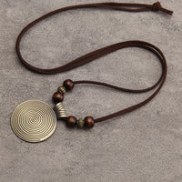 Vintage Twelve Constellations Wooden Beaded Pendant Necklace