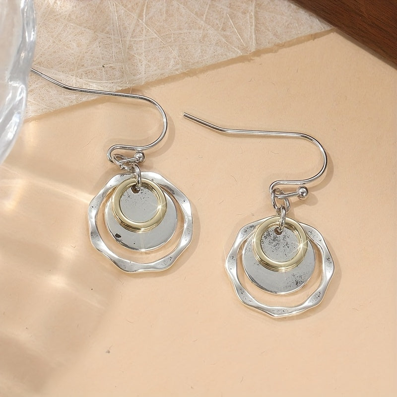 Vintage Bohemian Style Layered Disc Drop Earrings