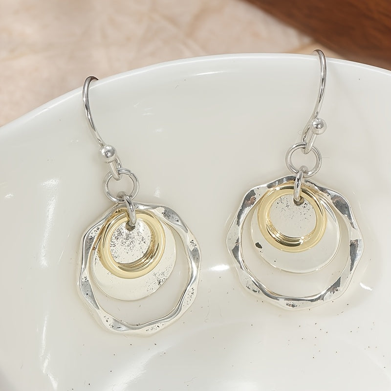 Vintage Bohemian Style Layered Disc Drop Earrings