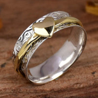 Bohemian Two Tone Heart Spinner Band Ring