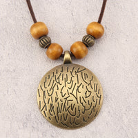 Vintage Twelve Constellations Wooden Beaded Pendant Necklace