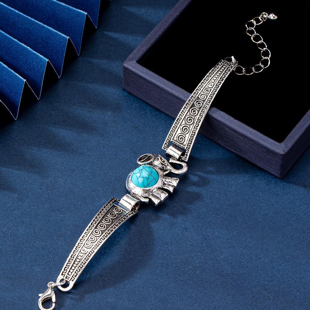 Vintage Turquoise Accent Vintage Silver Bracelet