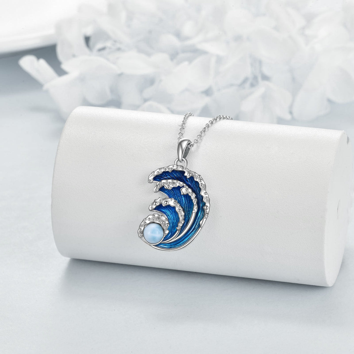 Elegant Ocean Wave Pearl Pendant Necklace