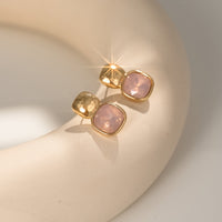 Vintage Gold-Tone Geometric Square Earrings