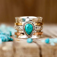 Wide Teardrop Turquoise Sterling Silver Ring