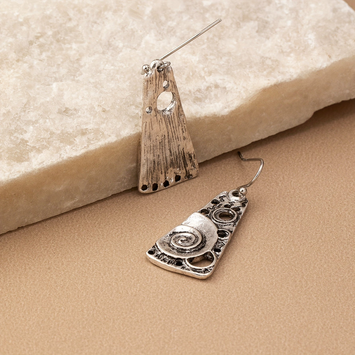 Bohemian Geometric Spiral Engraved Ethnic Drop Earrings