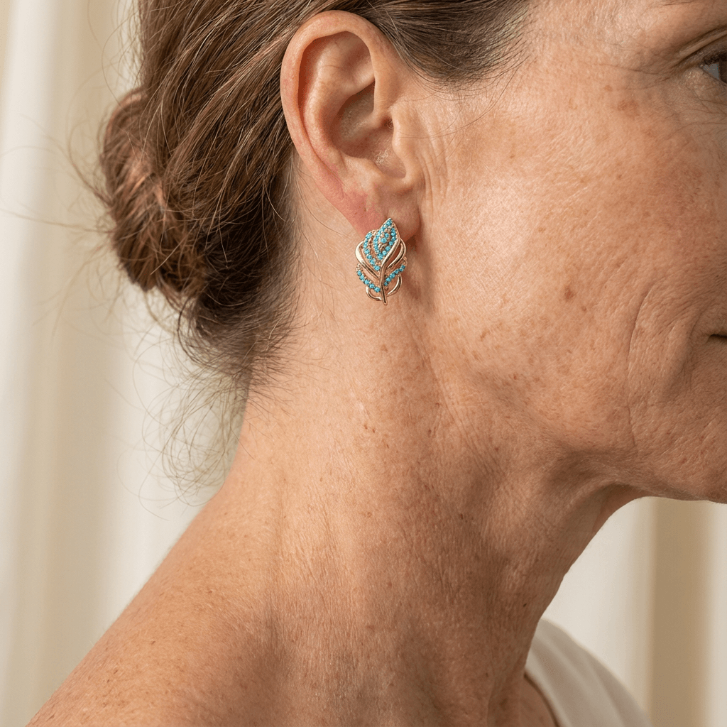 Bohemian Gold Design Turquoise Leaf Earrings