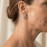 Bohemian Gold Design Turquoise Leaf Earrings