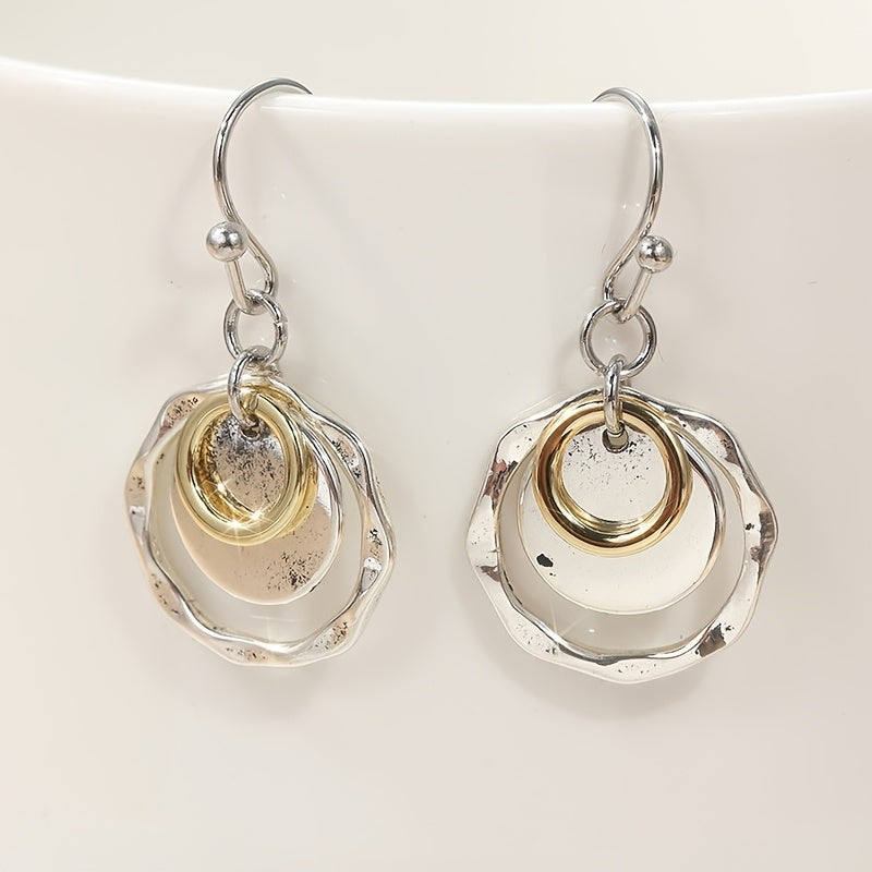 Vintage Bohemian Style Layered Disc Drop Earrings