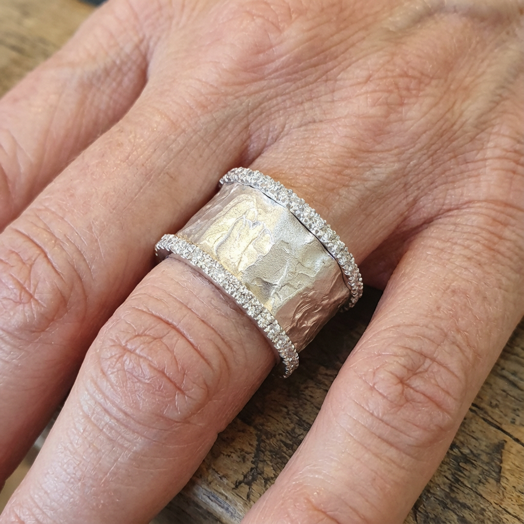 Vintage Wide Silver Plated Statement Ring