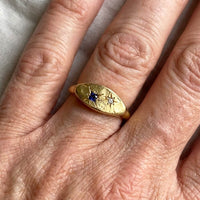 Vintage Celestial Blue Star Gold Plated Ring