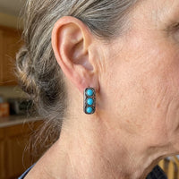 Vintage Minimalist Triple Turquoise Hoop Earrings