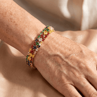 Bohemian Multi Color Zirconia Gold Plated Tennis Bracelet