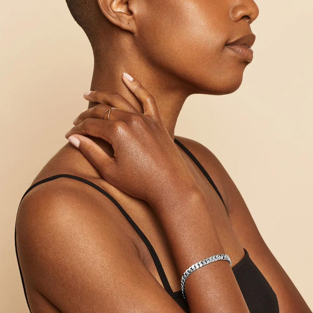 Estate Cuban Bracelet | White Gold