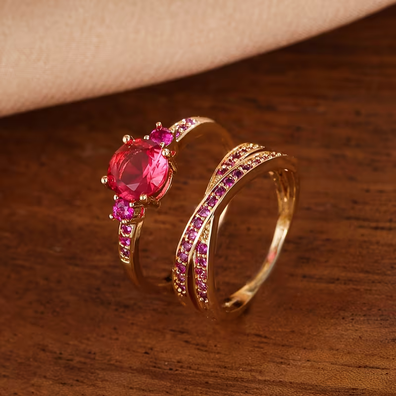 Emerald Duo Ring Set